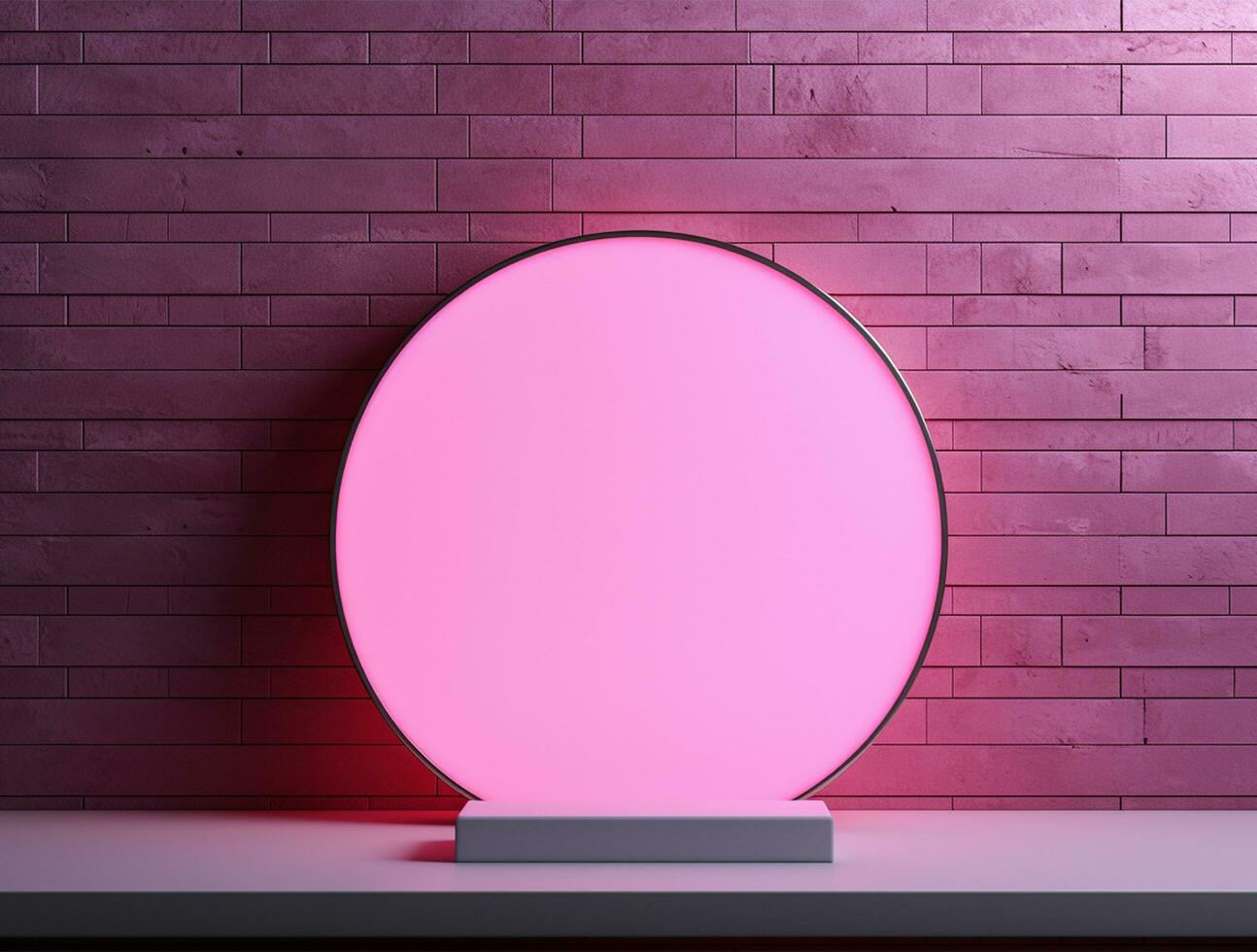 Empty neon light modern interior wall background front view Ai generated photo