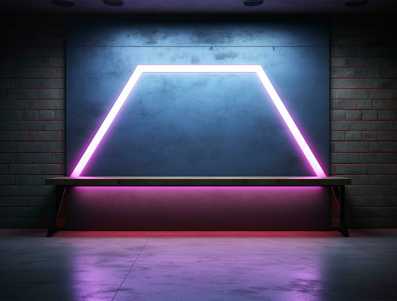 Empty neon light modern interior wall background front view Ai generated photo