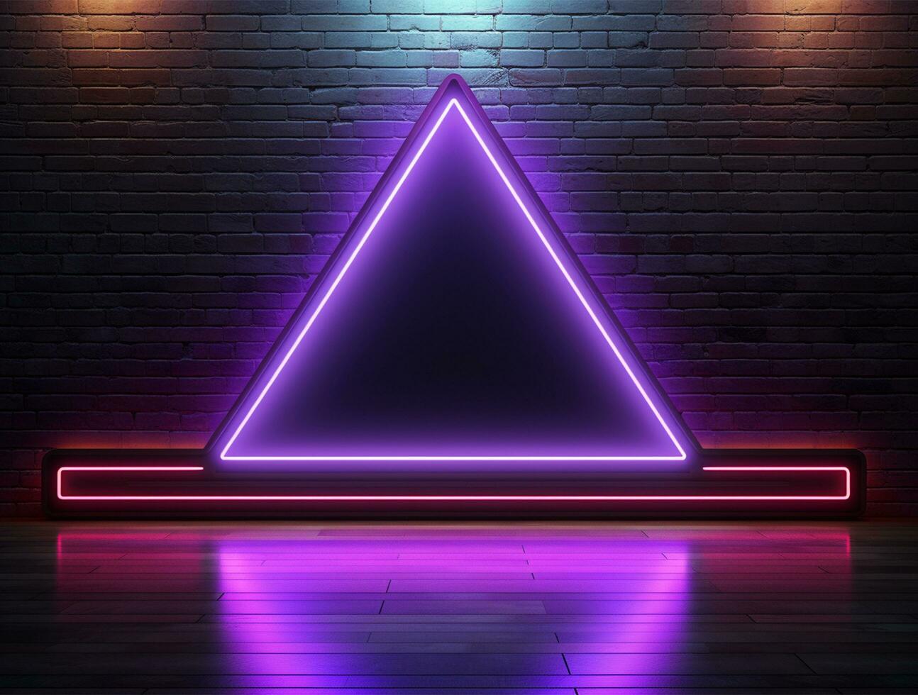 Empty neon light modern interior wall background front view Ai generated photo