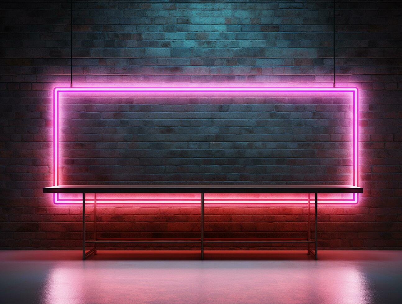 Empty neon light modern interior wall background front view Ai generated photo