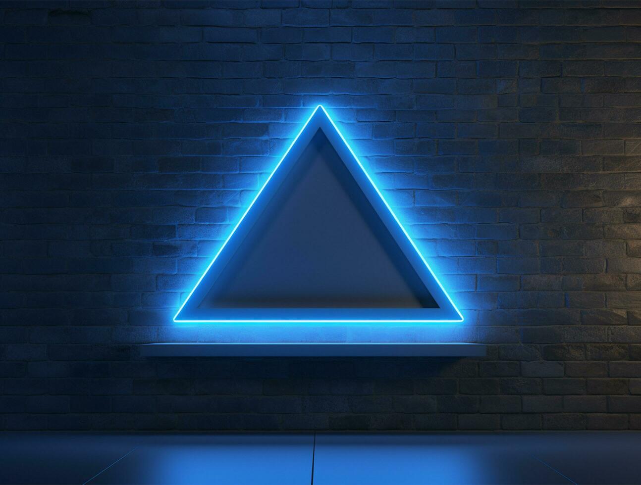 Empty blue neon light modern interior wall background front view Ai generated photo