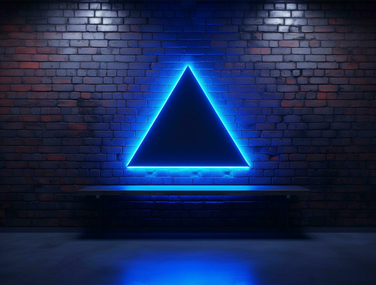 Empty blue neon light modern interior wall background front view Ai generated photo