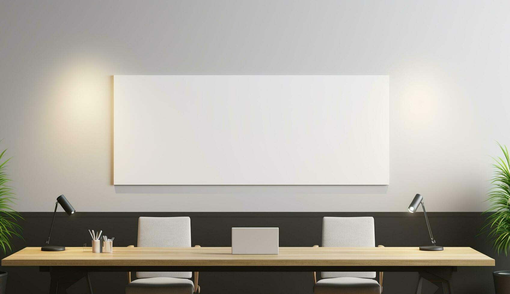 Empty modern interior wall background front view Ai generated photo