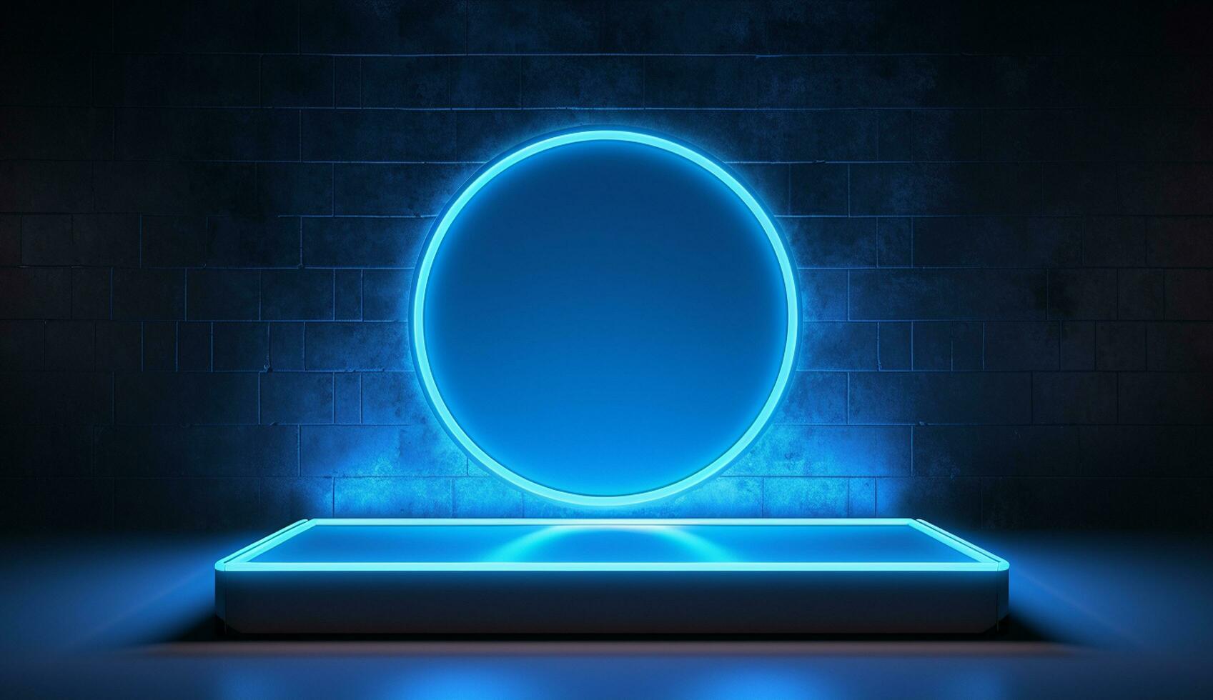 Clean simple neon light 3d base for logo mockup background Ai generated photo