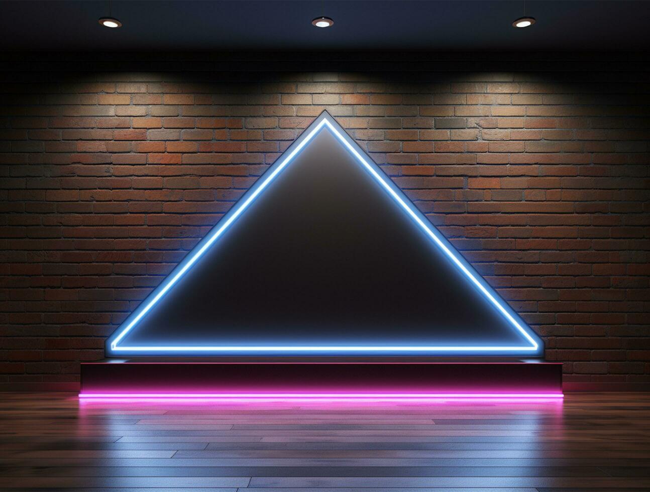 Clean simple neon light 3d base for logo mockup background Ai generated photo