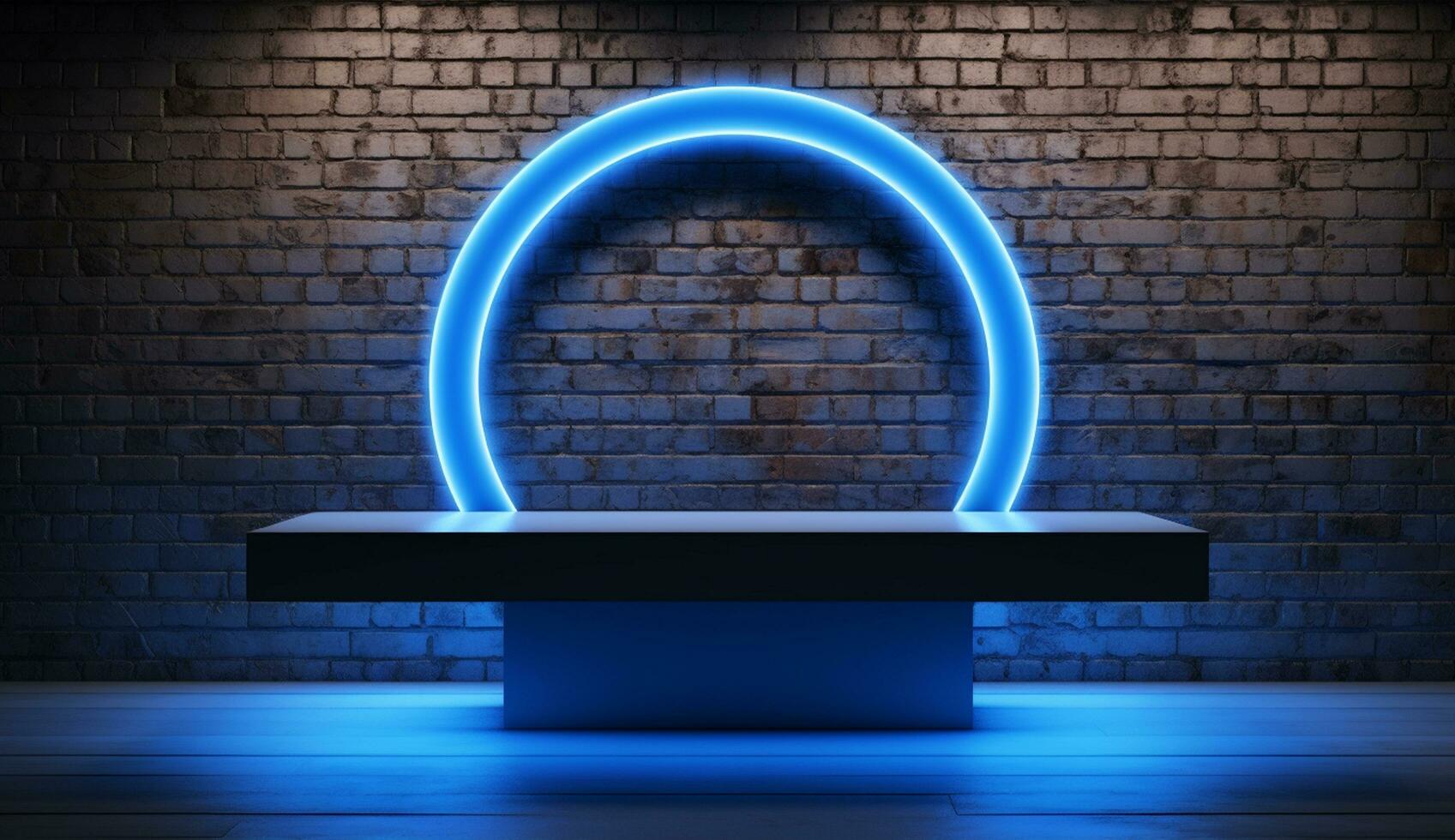 Clean simple neon light 3d base for logo mockup background Ai generated photo