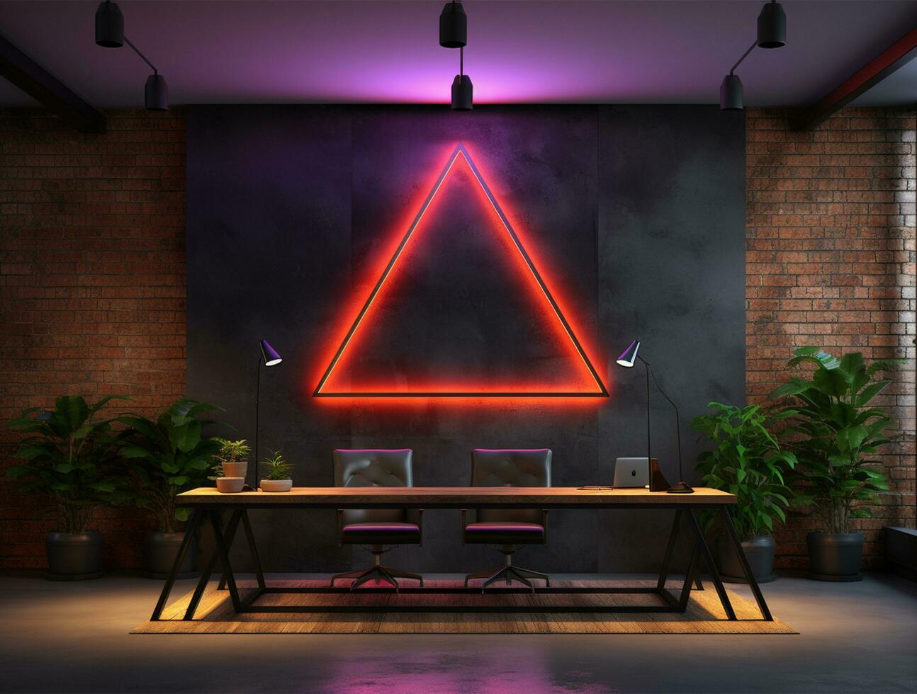 Clean simple neon light 3d base for logo mockup background Ai generated photo