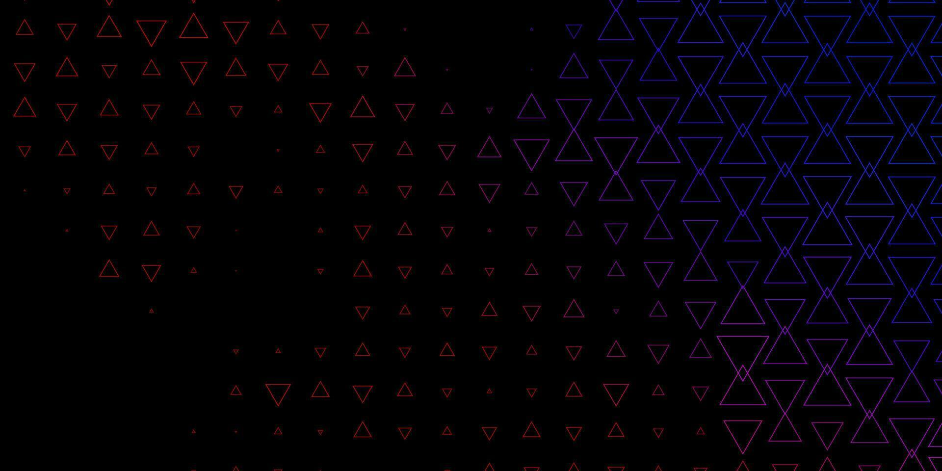 Fondo de vector azul oscuro, rojo con líneas, triángulos.