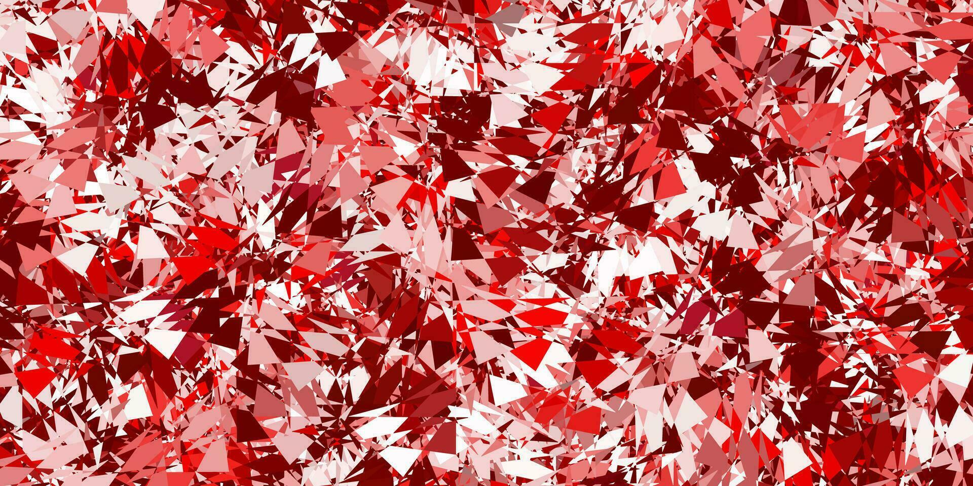 textura de vector rojo claro con triángulos al azar.