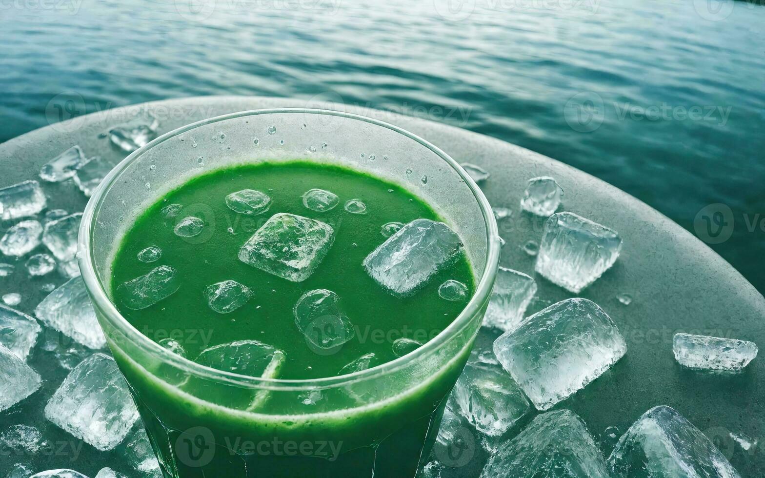 Refreshing summer drink with ice and lime. Generative AI. photo