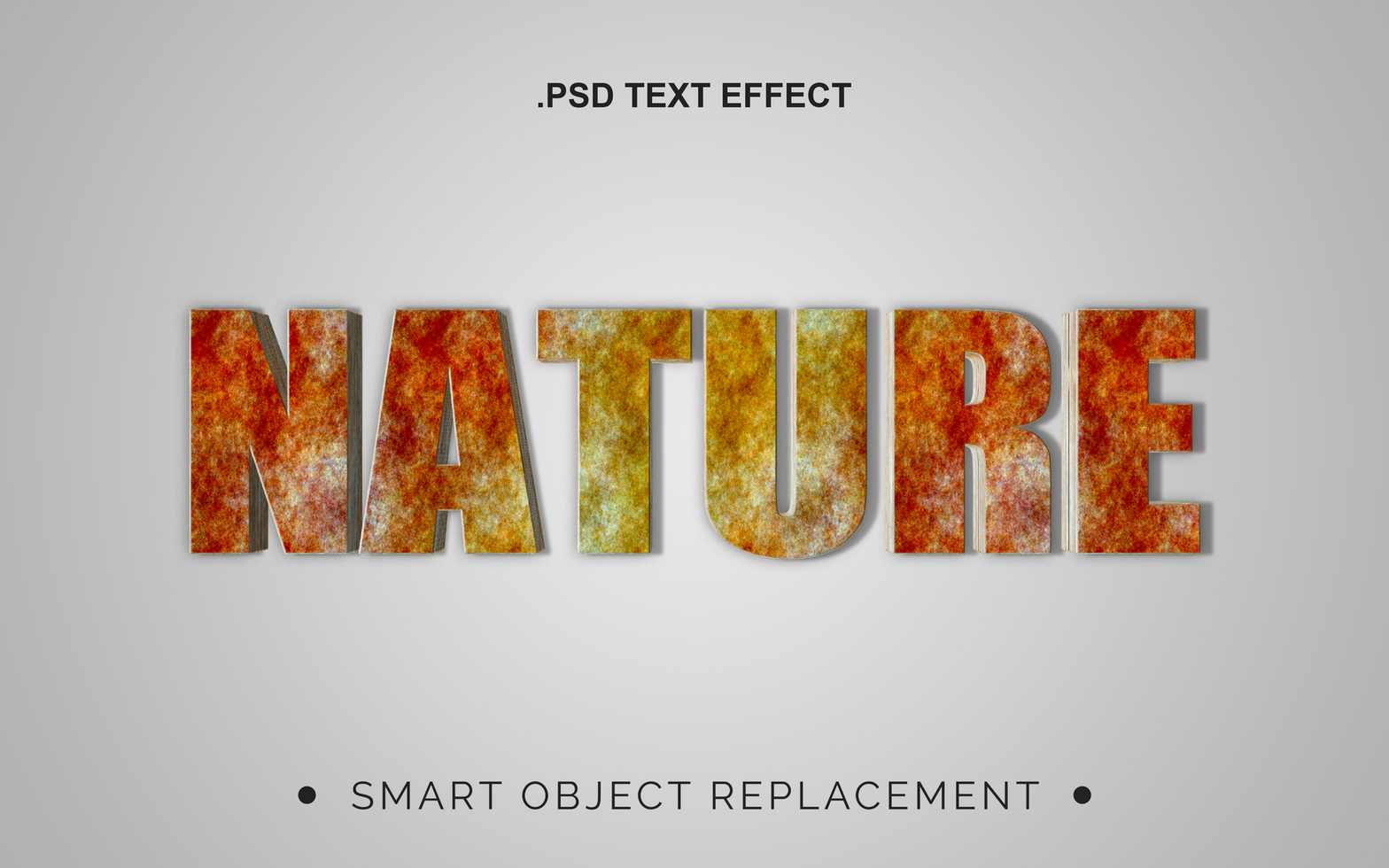 3D Realistic Natural Texture Text Effect psd