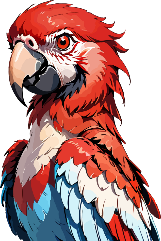 Red Macaw Mascot Character AI Generative png