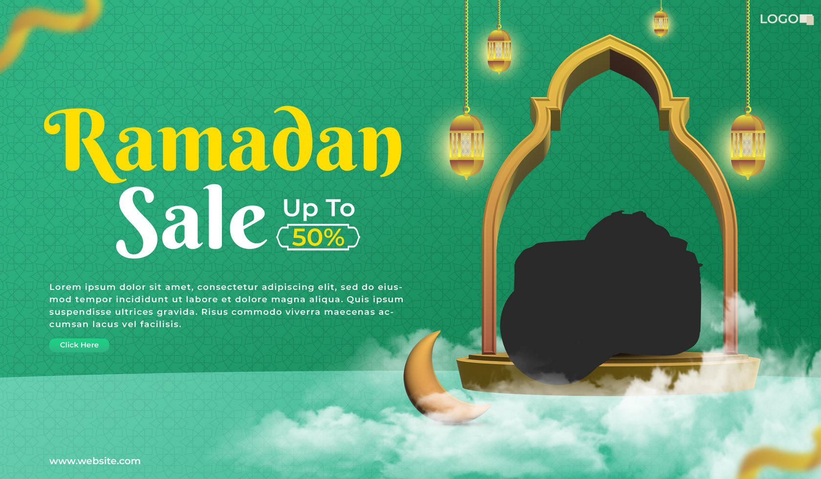 Design promotions and product discounts during Ramadan with 3D frames in green shades suitable for banners or others psd
