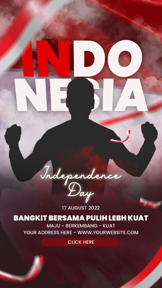 Poster or story template for greeting Indonesian independence psd