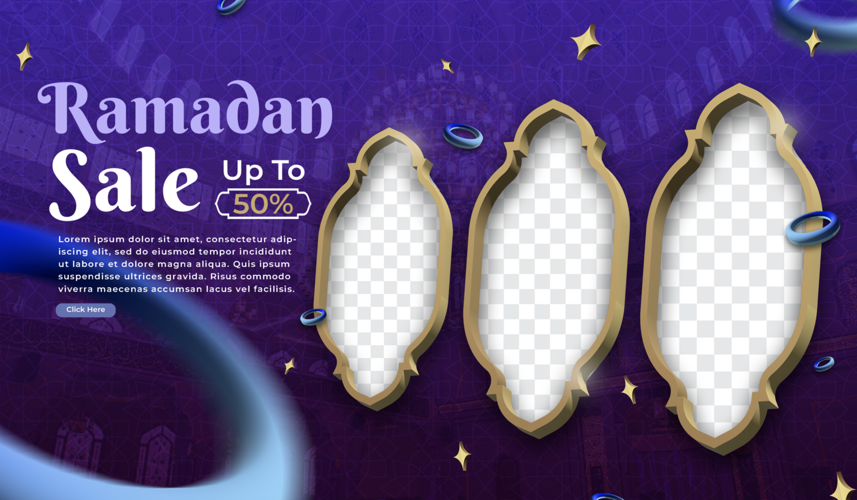 Design promotions and product discounts during Ramadan with 3D frames suitable for banners or others psd