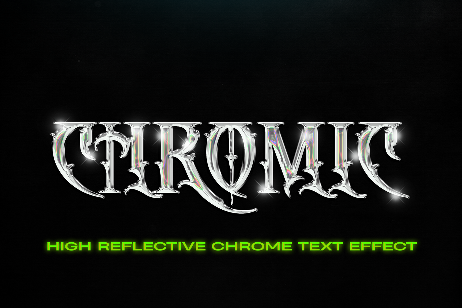 3D Chromic Ultra Reflective Text Effect - Template psd