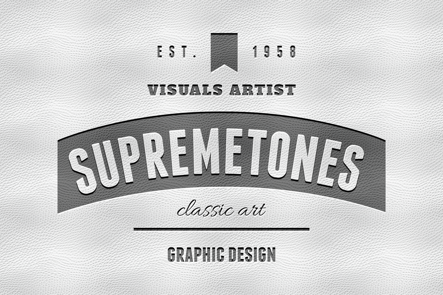 White Leather Engraved Text Effect psd