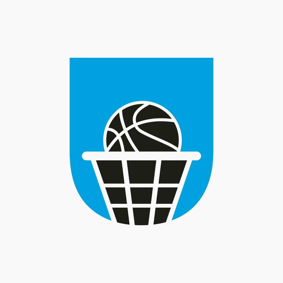 letra tu baloncesto logo concepto. cesta pelota logotipo símbolo vector modelo