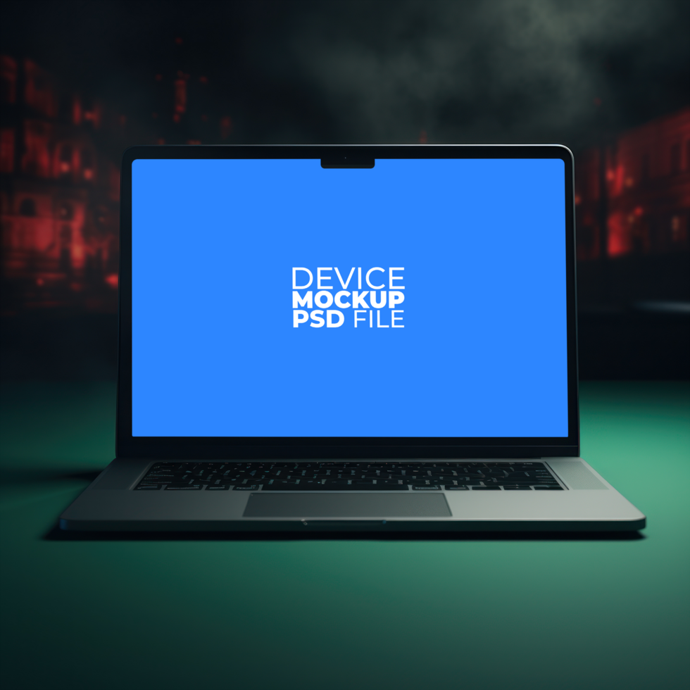 laptop mockup on table AI Generative psd