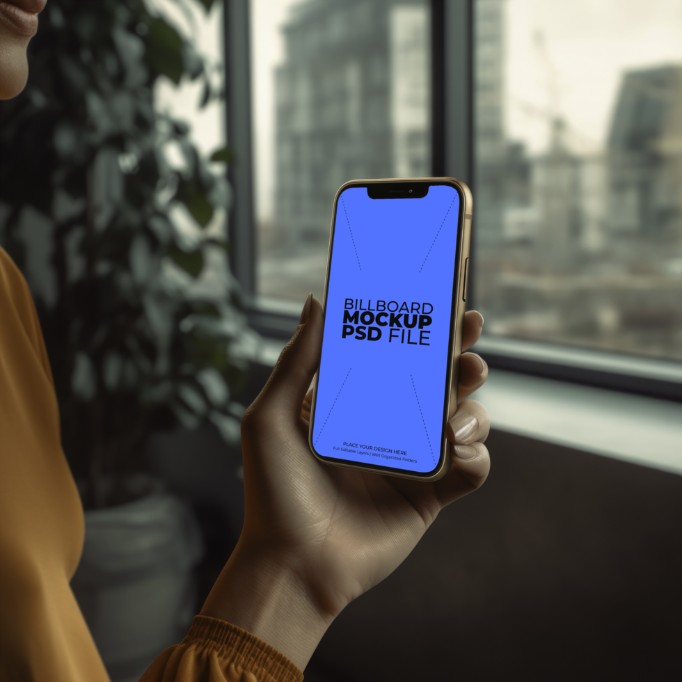 phone mockup with hand AI Generative psd