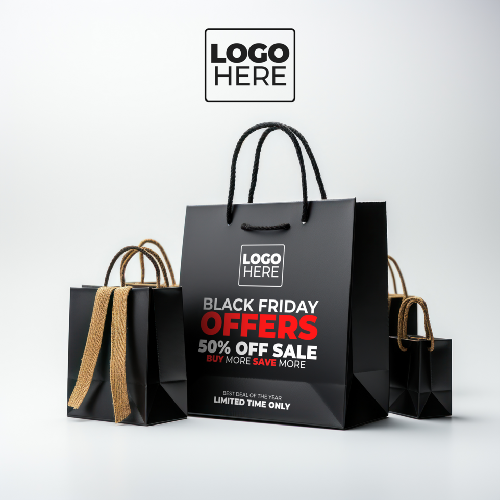 black friday offers on laptop and suitcase AI Generative psd