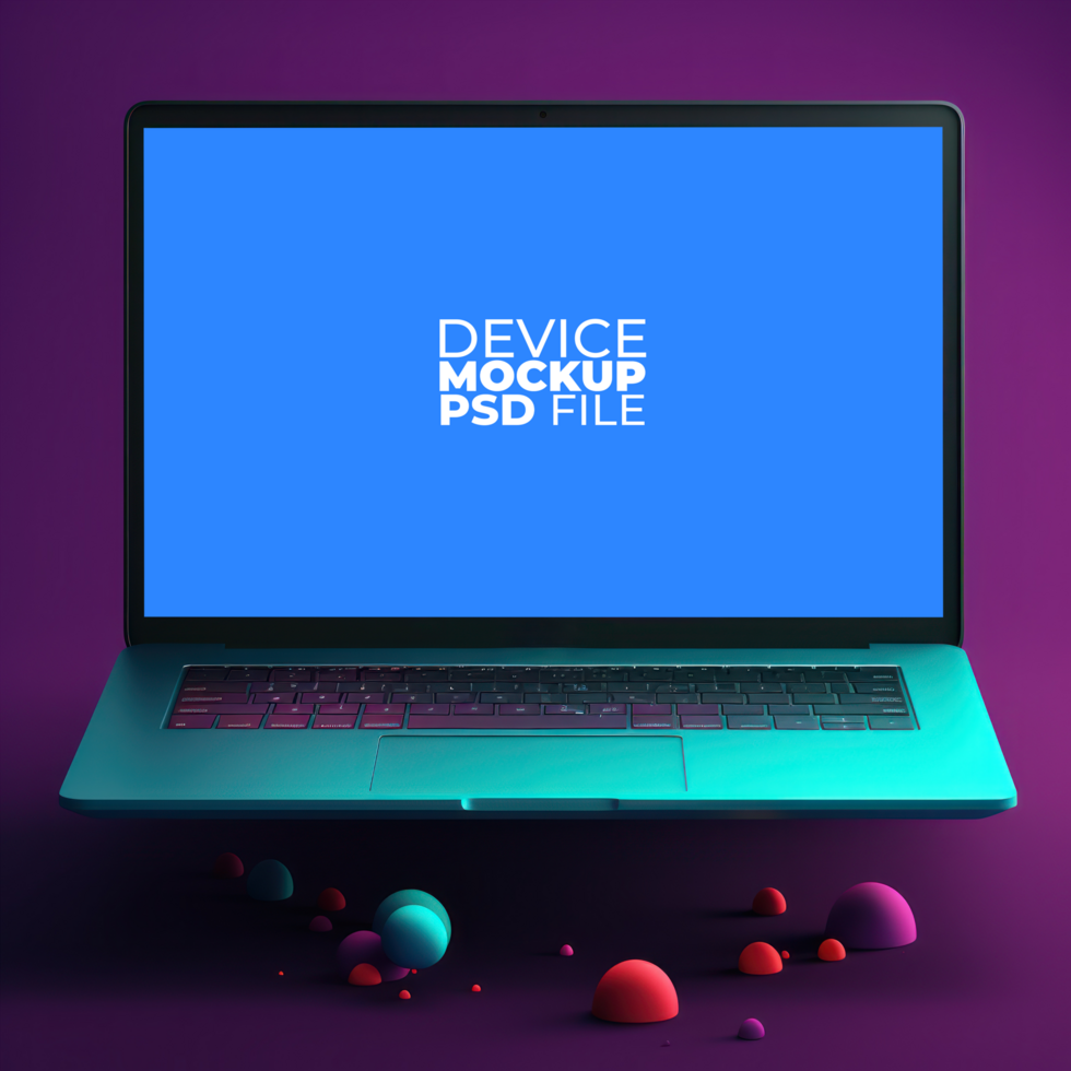 laptop mockup on table AI Generative psd