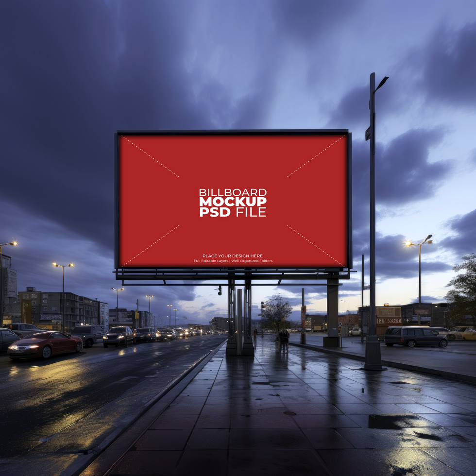 City Billboard Mockup AI Generative psd