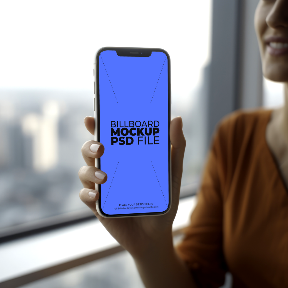 phone mockup with hand AI Generative psd