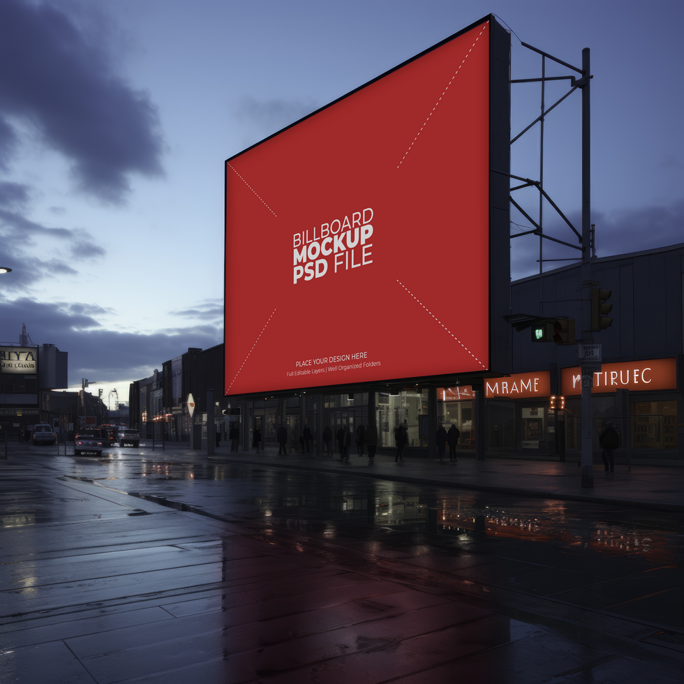 City Billboard Mockup AI Generative psd