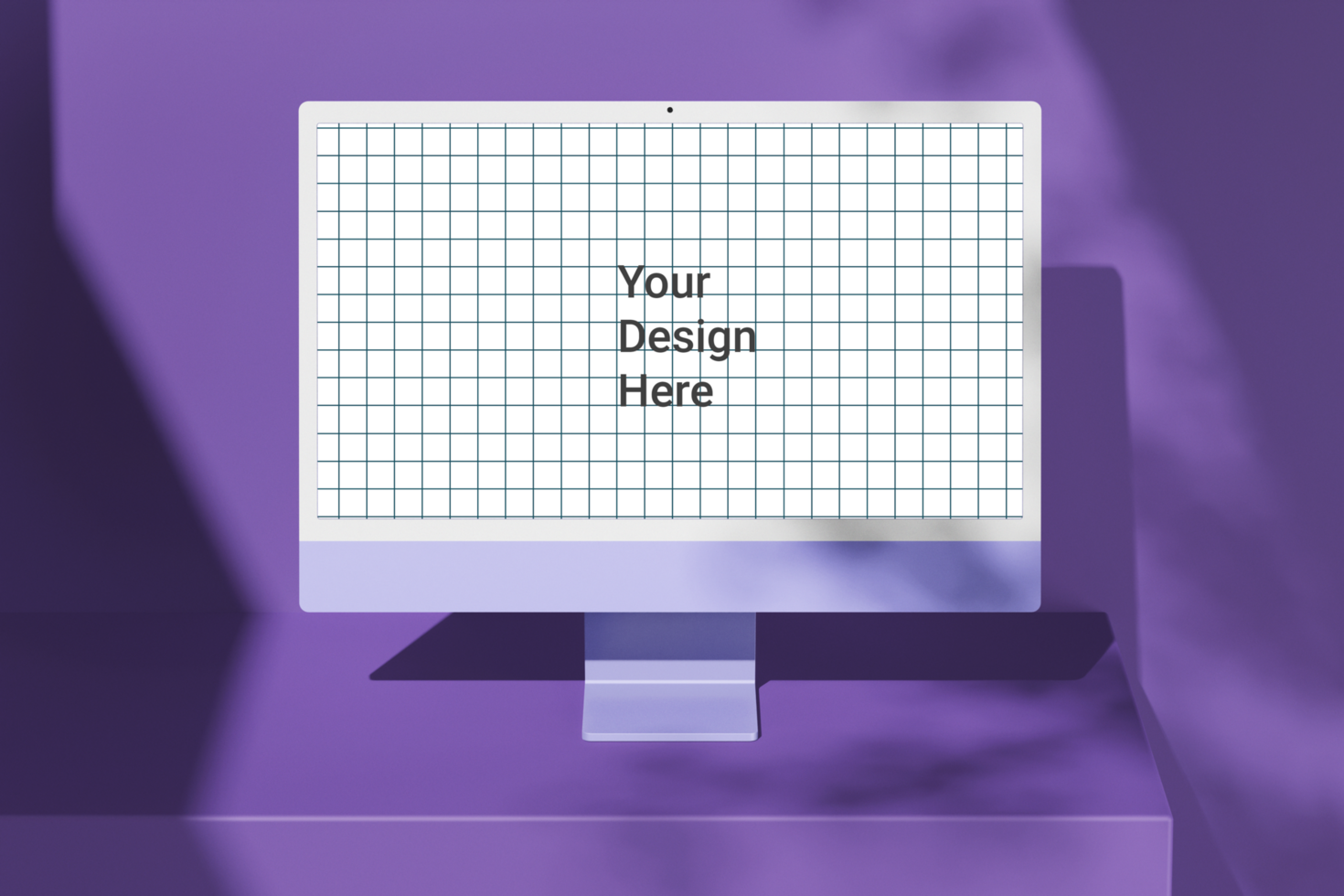 modern 24 inch digital screen display desktop computer editable mockup on podium composition psd