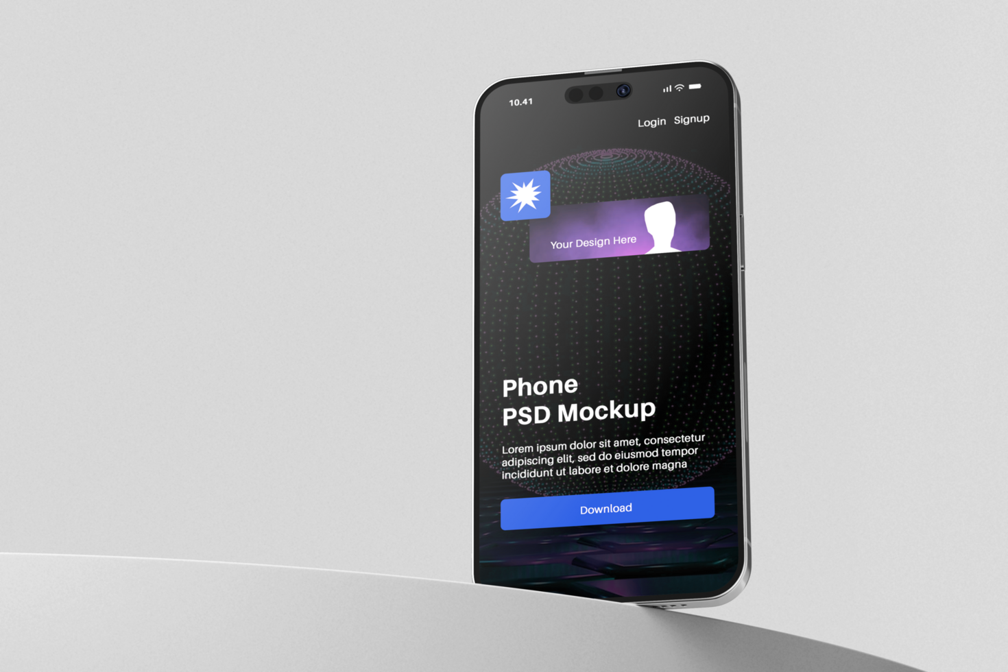 realistic mobile smartphone gadget device display screen mockup in modern minimal scene psd