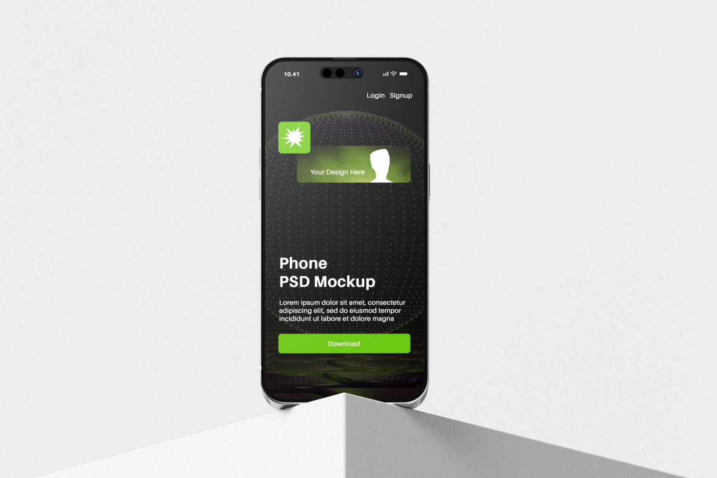 realistic mobile smartphone gadget device display screen mockup in modern minimal scene psd