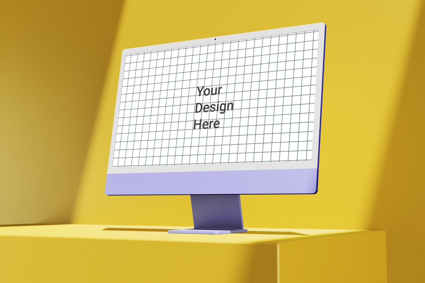 modern 24 inch digital screen display desktop computer editable mockup on podium composition psd