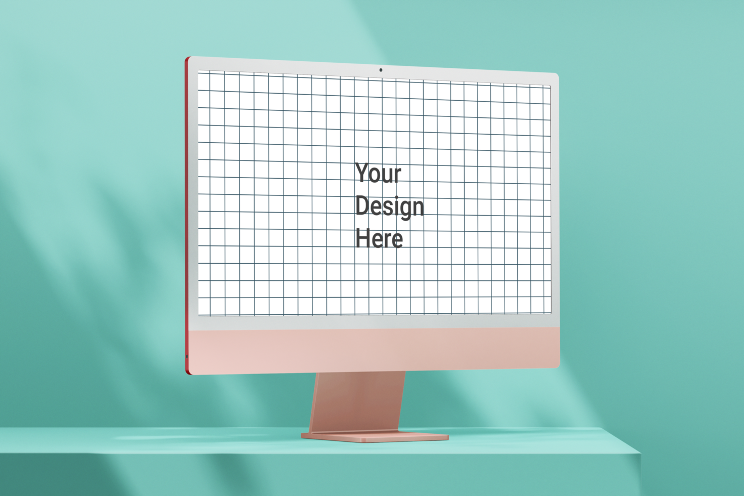 modern 24 inch digital screen display desktop computer editable mockup on podium composition psd