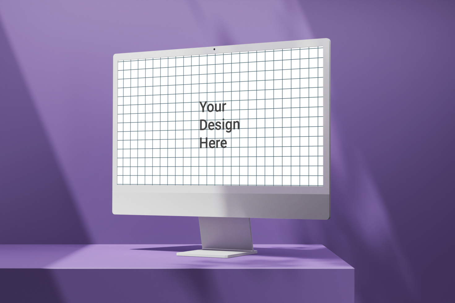 modern 24 inch digital screen display desktop computer editable mockup on podium composition psd