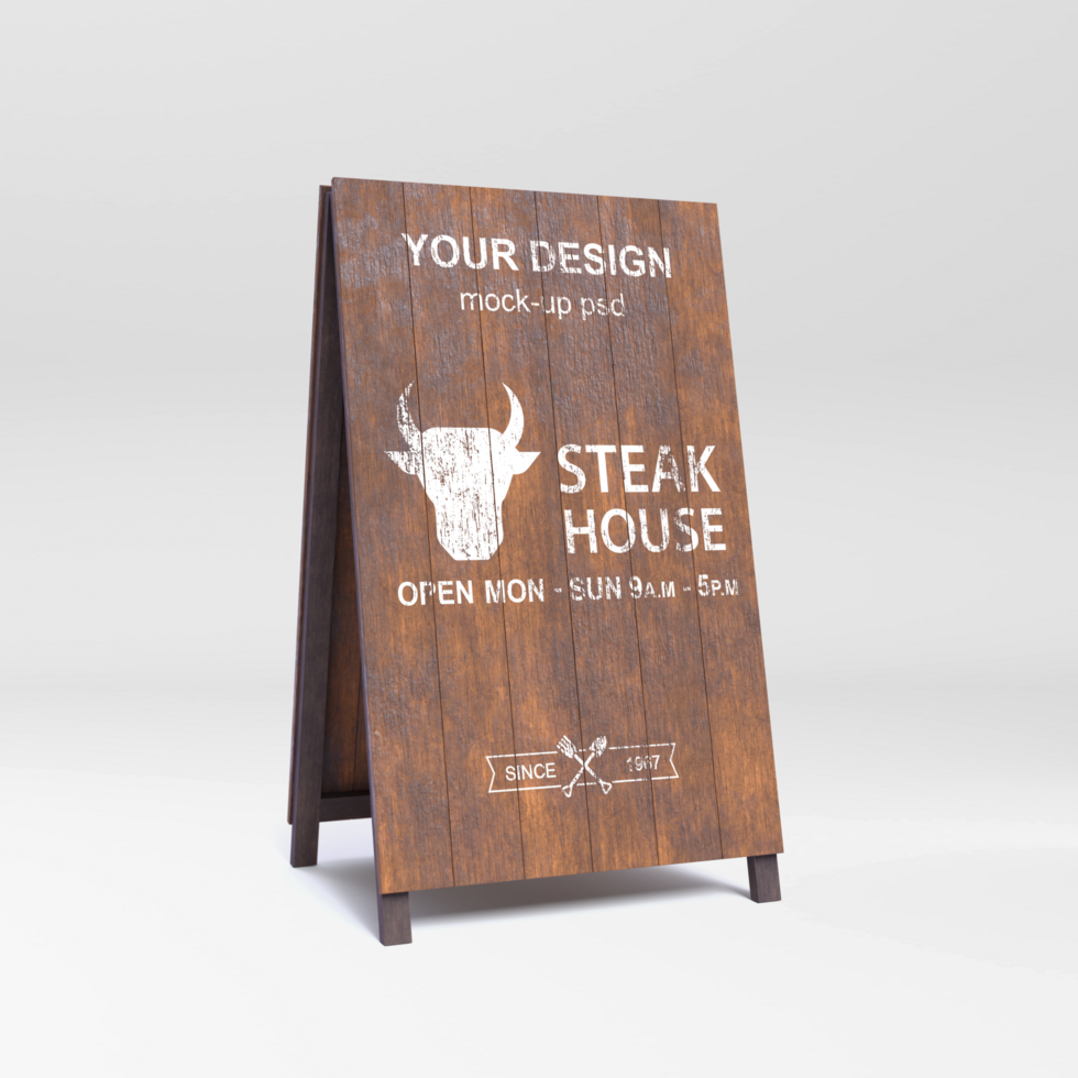 Wooden sign board mockup psd