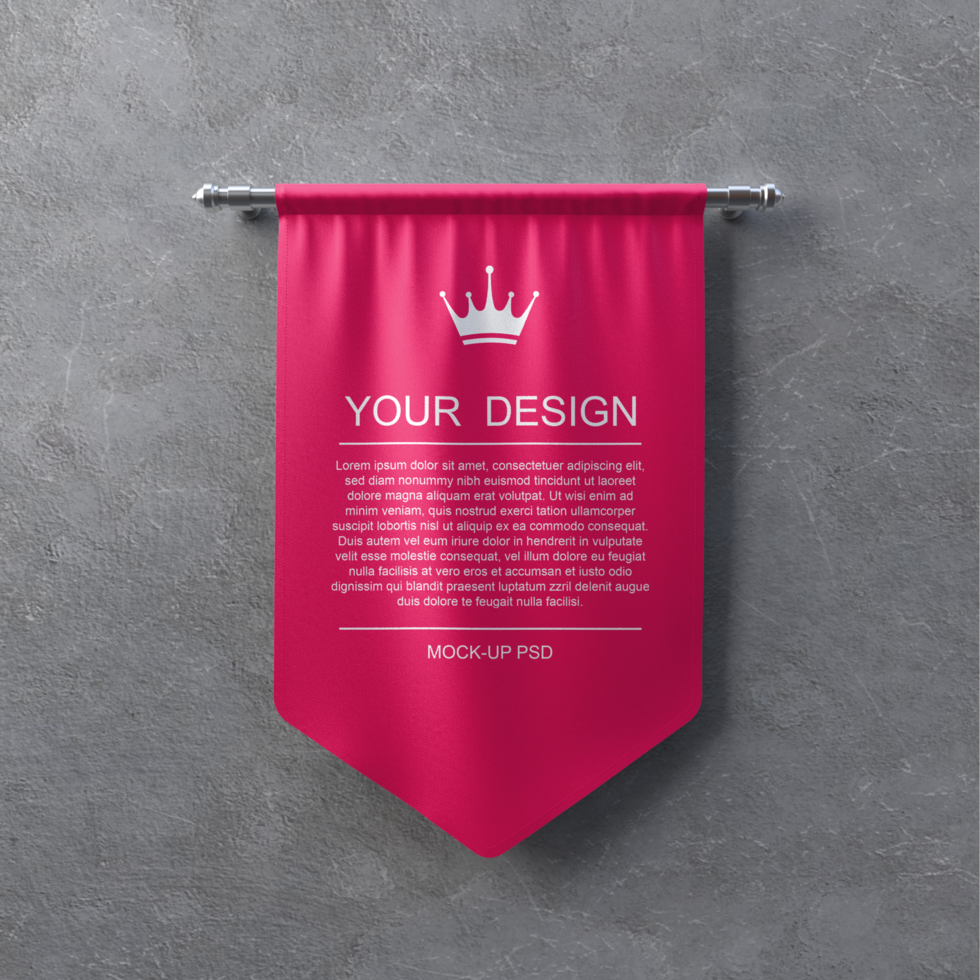 Textile banner mockup on grey wall psd