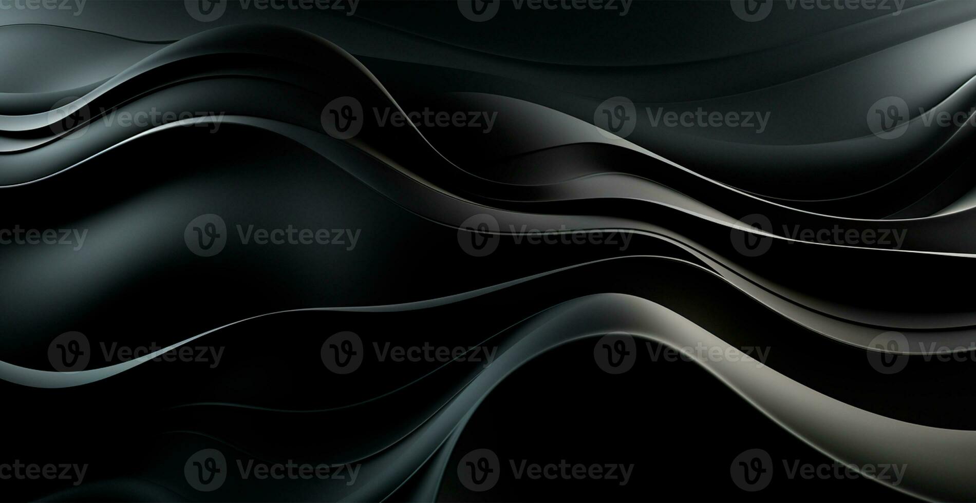 Abstract black background, wavy lines lighting - AI generated image photo