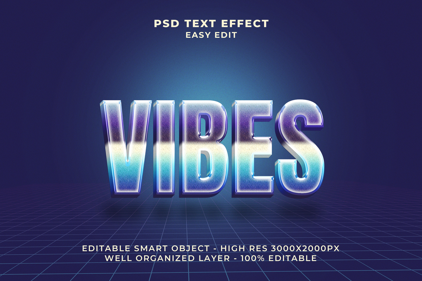 80s vibes text effect psd
