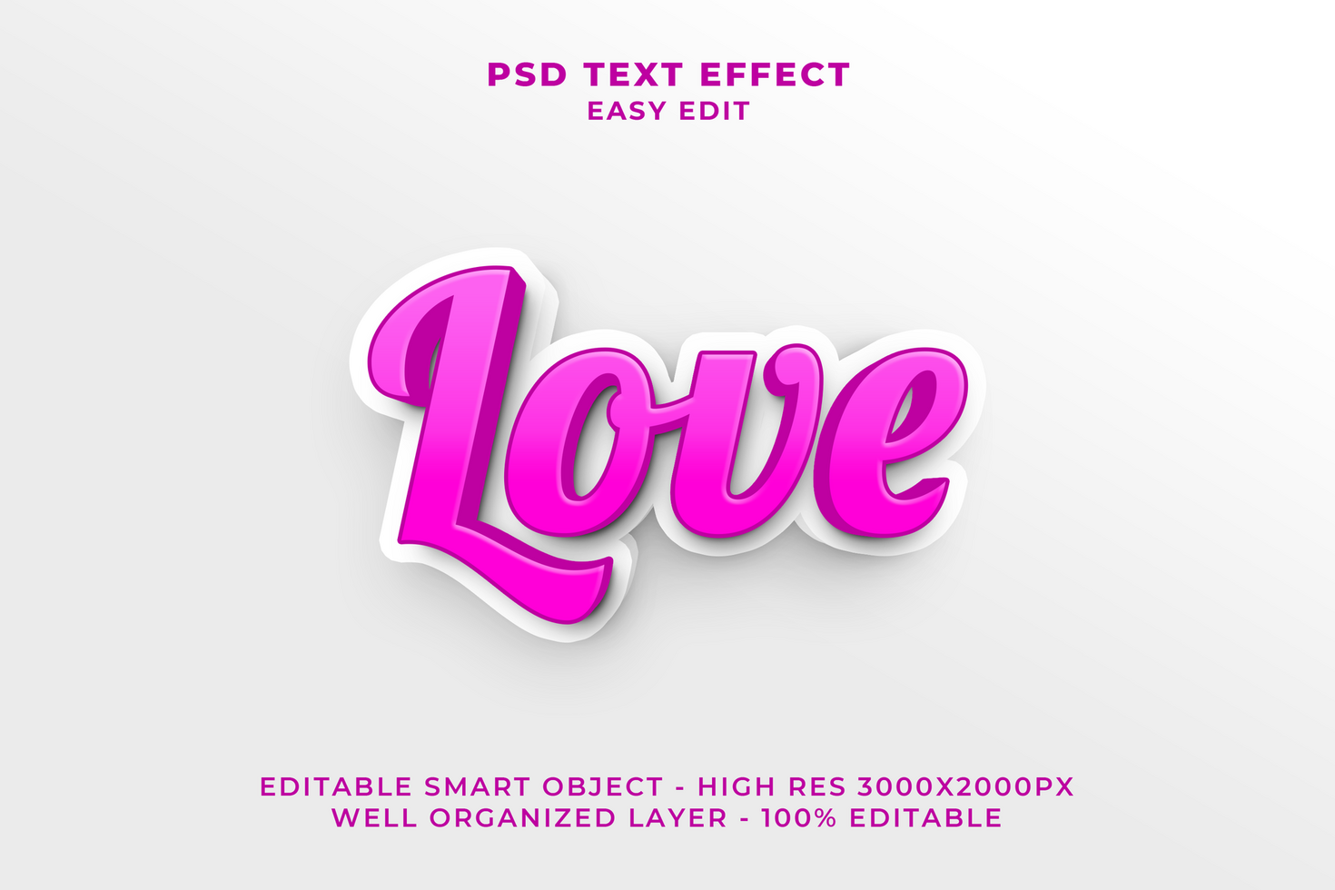 3D Love Text Effect PSD