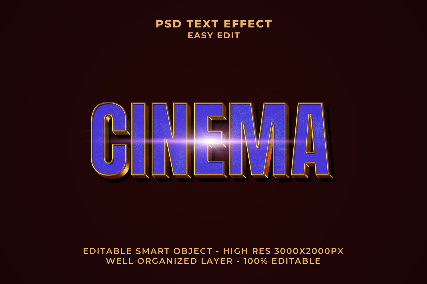 cine texto efecto psd