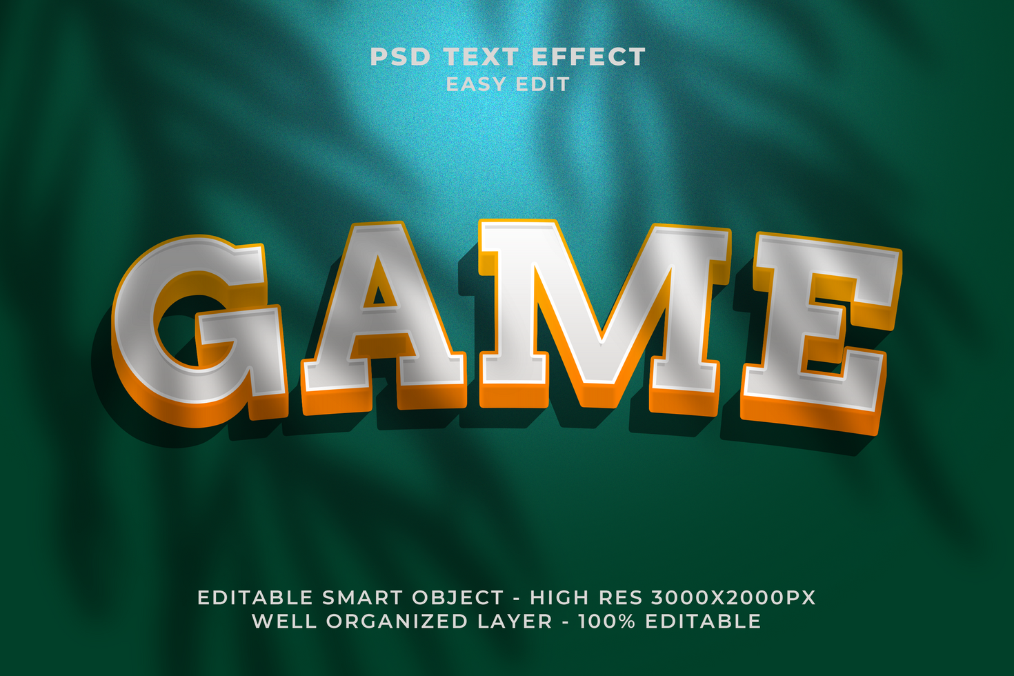 3d game text effect psd