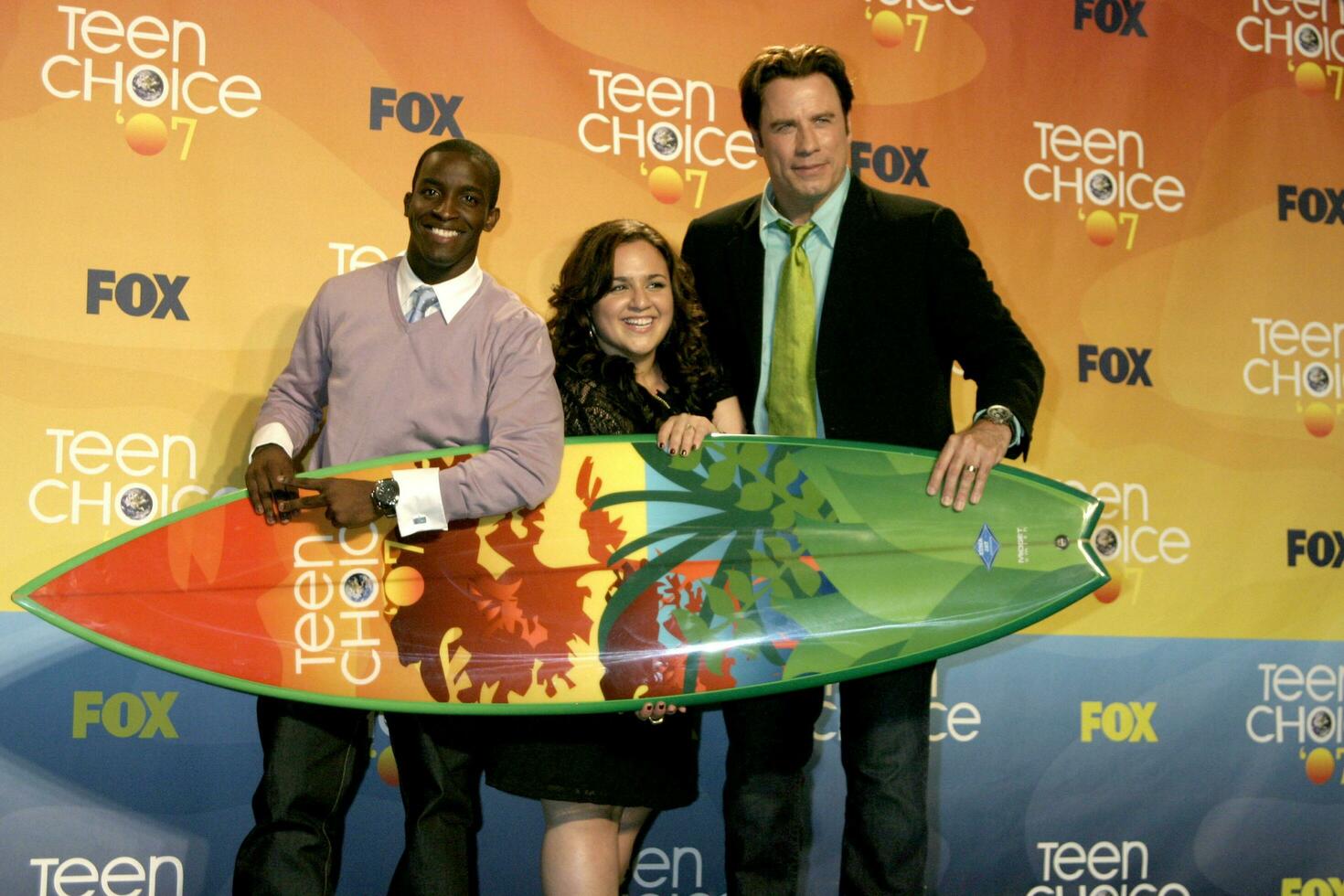 Elijah Kelley Nikki Blonsky and John Travolta Teen Choice 2007 Gibson Amphitheatre Universal Studios Los Angeles CA Aug 26 2007 2007 photo