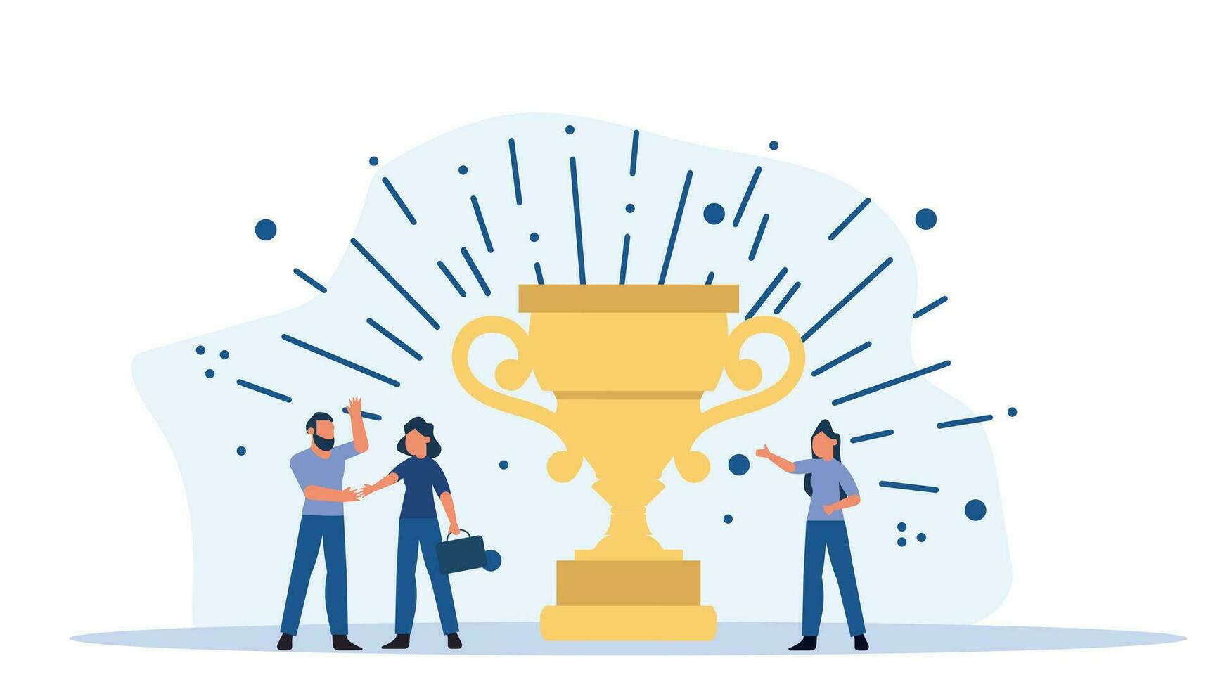 Key to success in business is achieving goals and earning recognition for your achievements through strong leadership and competition. Successful importance of teamwork and aiming to trophies vector