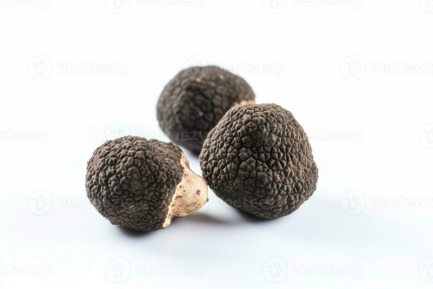 Black truffle mushroom isolate on white background .Generative Ai. photo