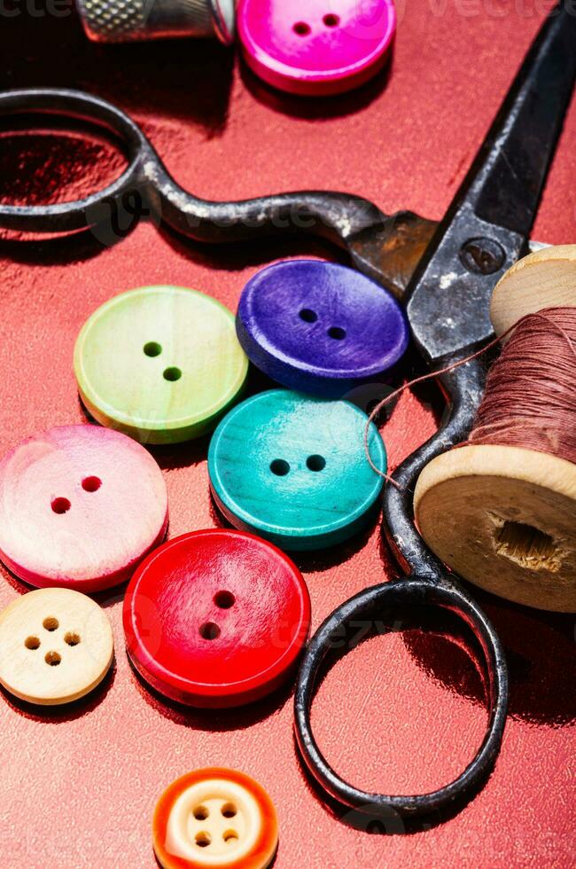 Multicolored decorative buttons photo