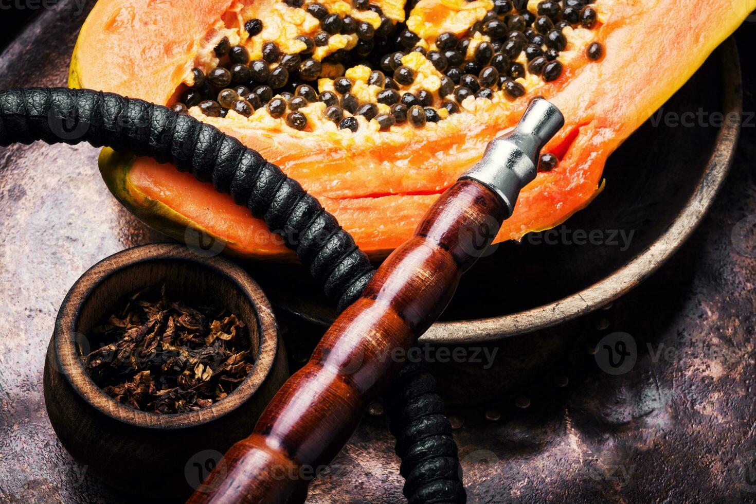 Oriental shisha with papaya photo