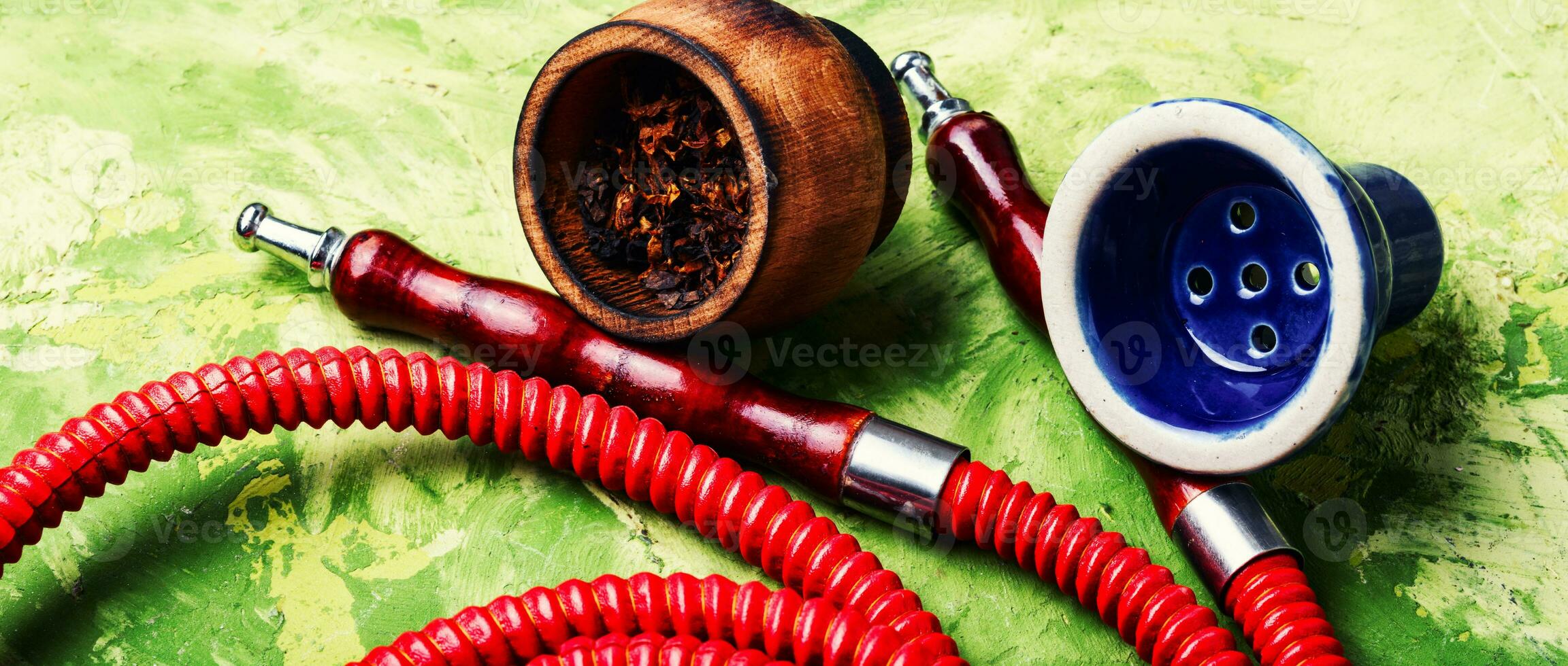 Smoking hookah with tobacco photo