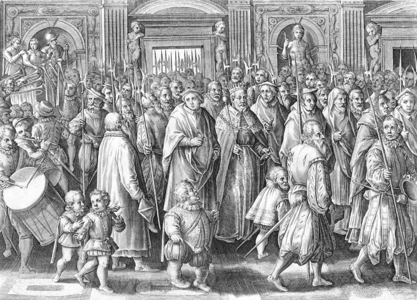 Return of Grand Duke Cosimo I from Tuscany to his palace, vintage illustration photo