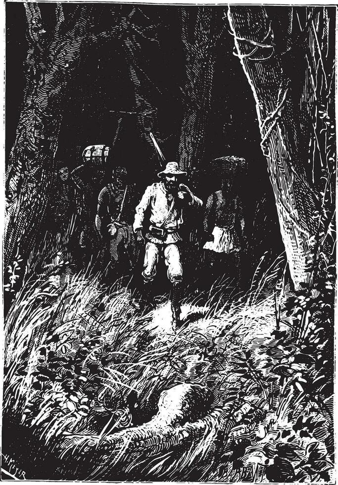 Why did he take that direction, vintage engraving. vector